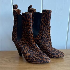 Veronica Beard Brown Leopard Heeled Boots